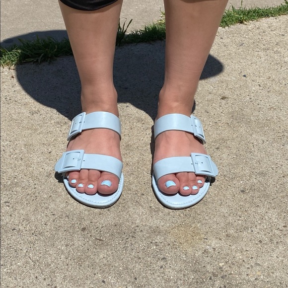 Light Blue Vegan Leather Sandals - Picture 4 of 5
